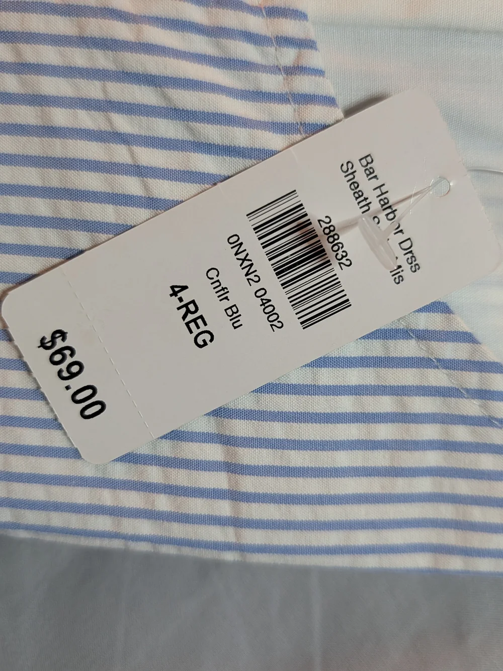L.L. Bean Light Blue and White Striped Sleeveless Notch-Neck Mini Dress - Picture 7 of 8